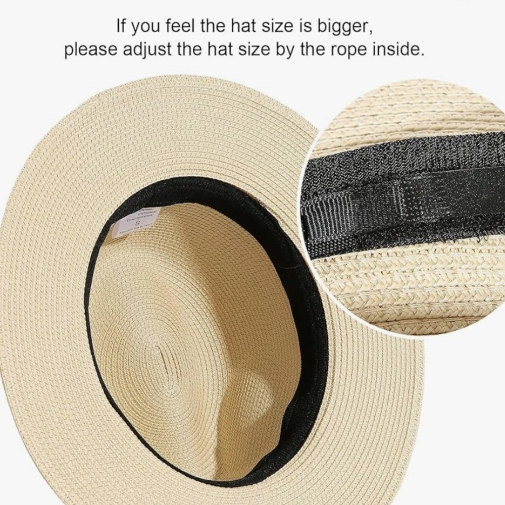Women’s UPF50 Straw Hat  Wide Brim Fedora Beach Hat - Picture 4 of 5